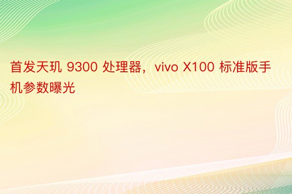首发天玑 9300 处理器，vivo X100 标准版手机参数曝光